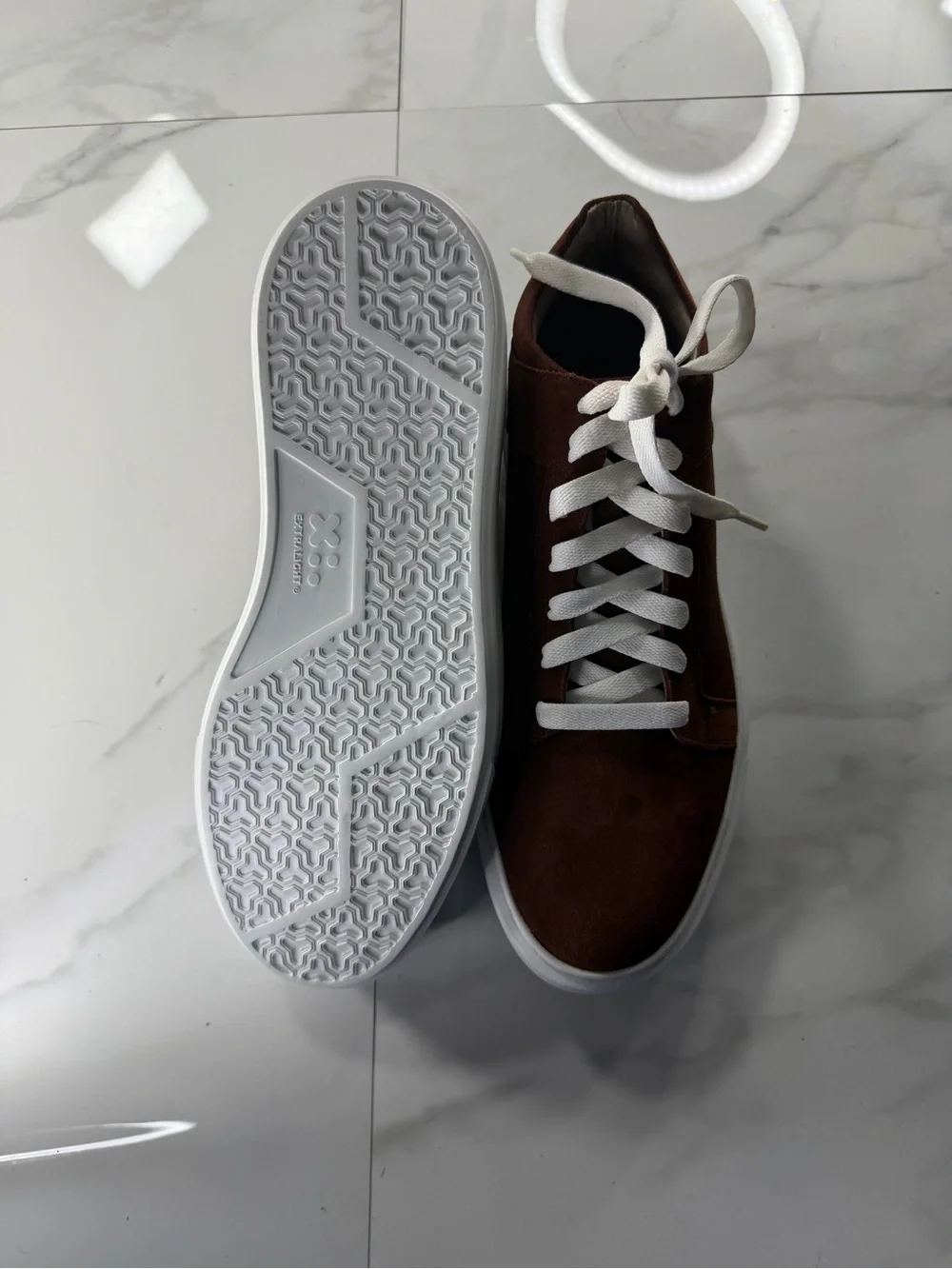 Men's Brown Suede Low-Top Sneakers with White Laces